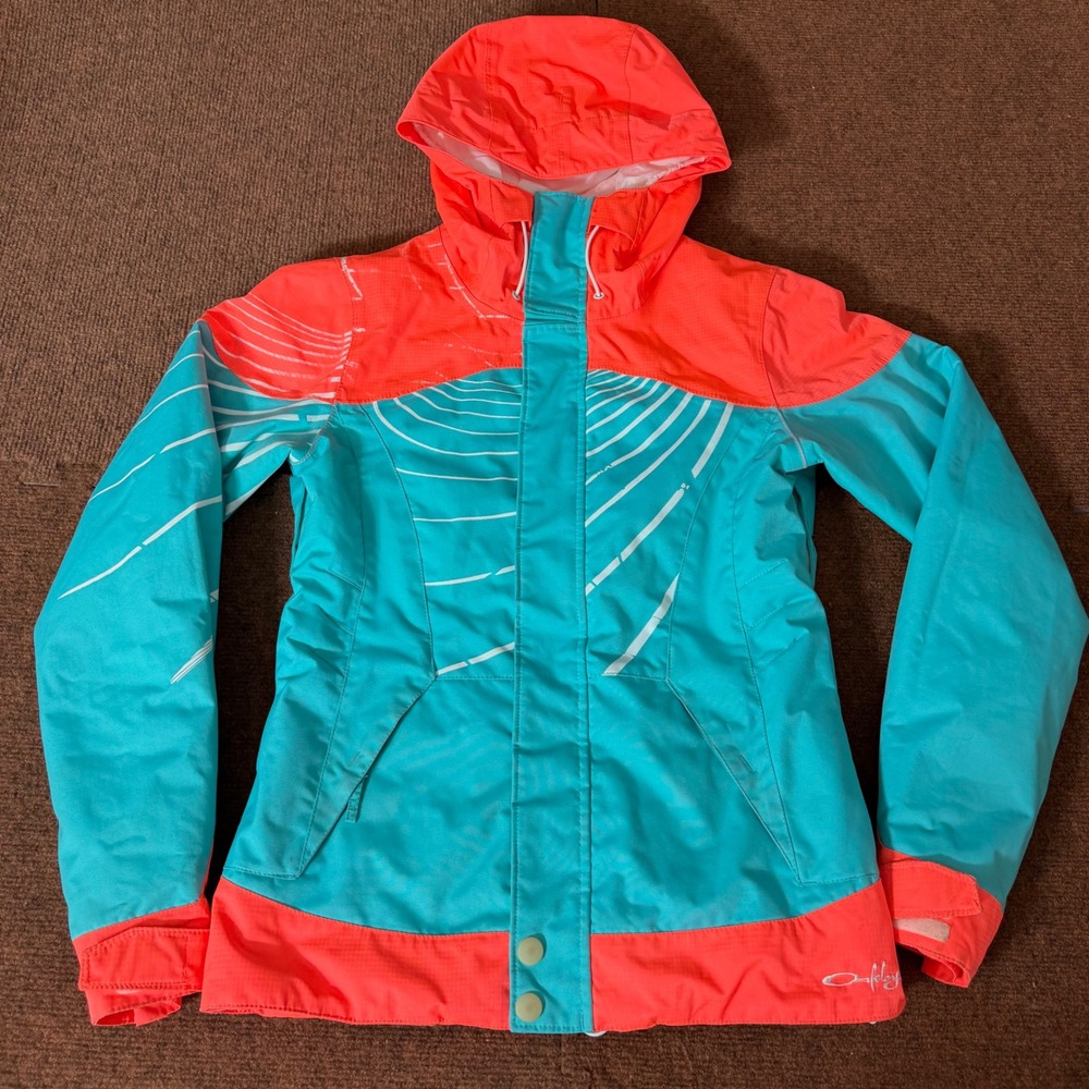 Oakley Womens Thinsulate Snow Jacket Teal Coral Loose Fit XS‎ Ski Snowboard Coat